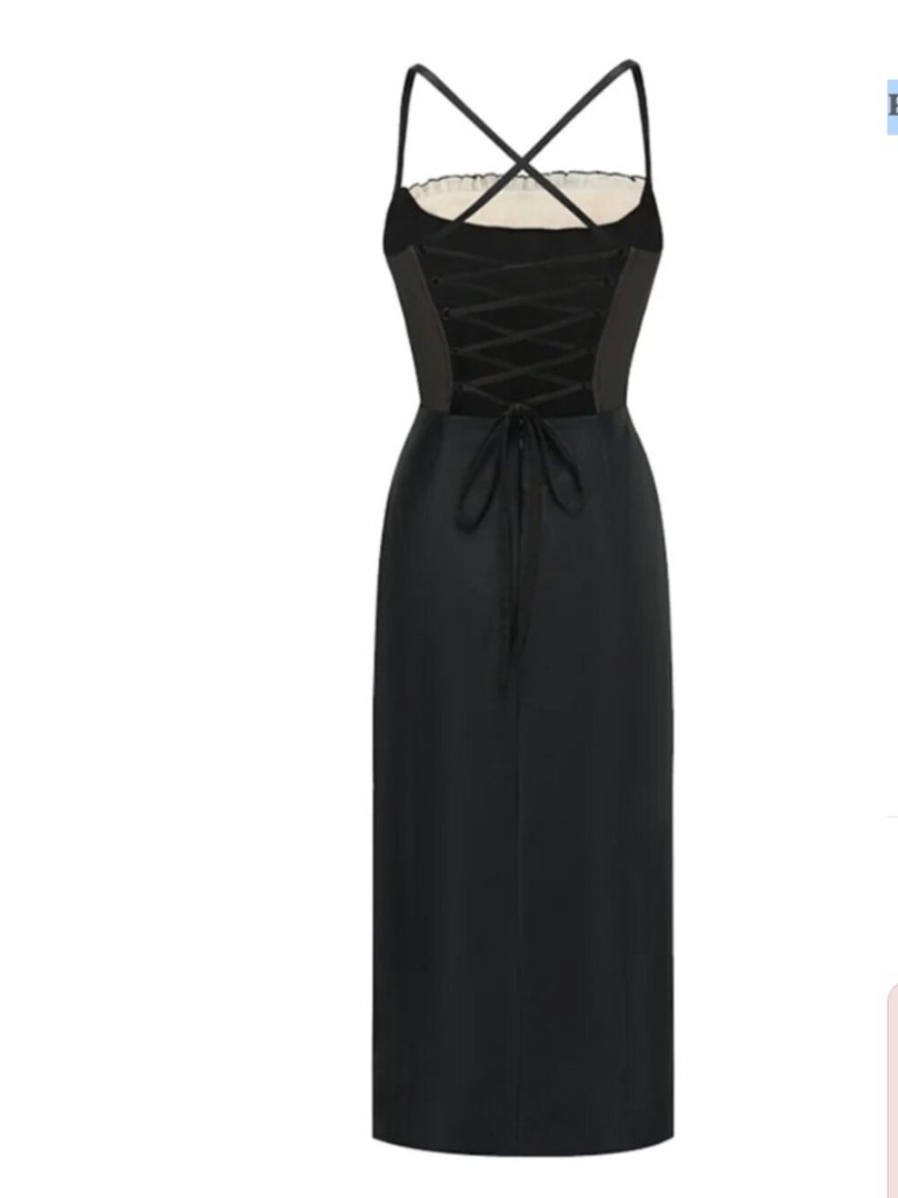 Black Lace-Trim Midi Dress with Corset Bodice - Picture 4 of 9